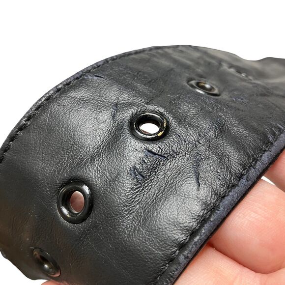 Vintage Laurice Leather Pencil Skirt Womens 5/6 Belted Midi 80s 90s Slit Back - Picture 13 of 16